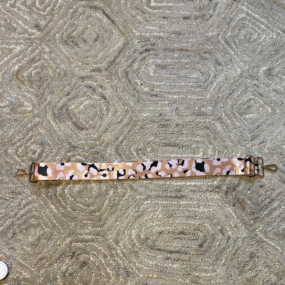 Adjustable Pink Leopard Print Bag Strap - Gold Hardware